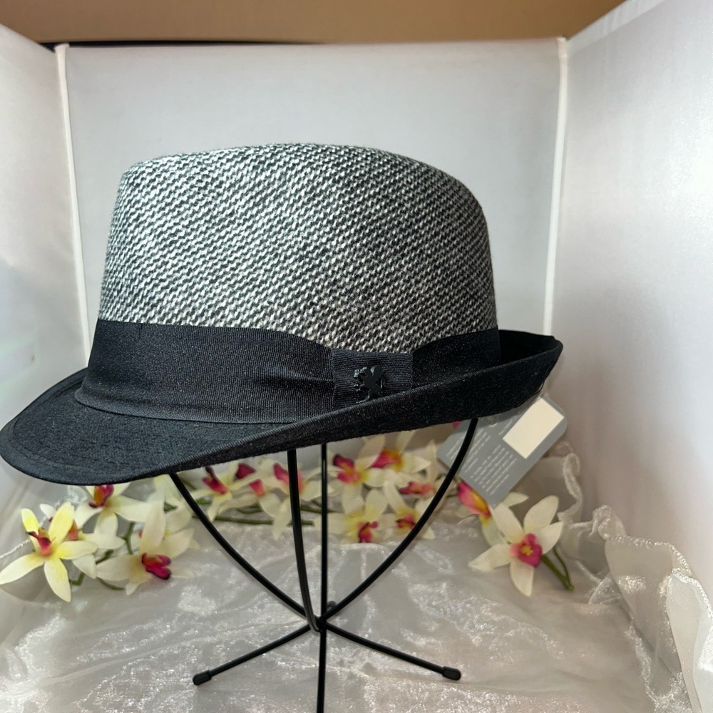 Stacy Adams Black and Gray Patterned Fedora